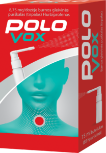 Polovox - gerklės purškalas pašalina gerklės skausmą
